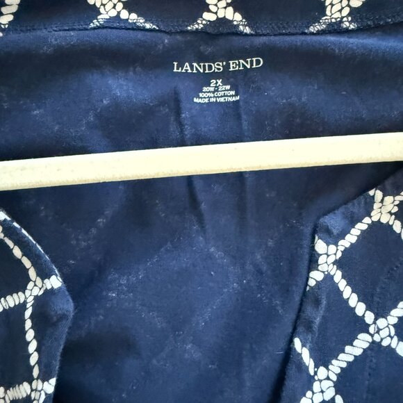 Lands' End Dress Women's Cotton Dark Blue/White Sleeveless Size XL - Picture 6 of 14